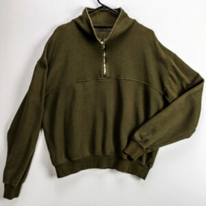 Vintage SoulCycle Quarter Zip Sweatshirt USA Made Men’s Large Fits XL Olive